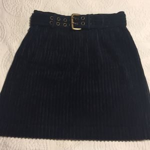 Chinos Corduroy Belted A-Line Skirt - Black